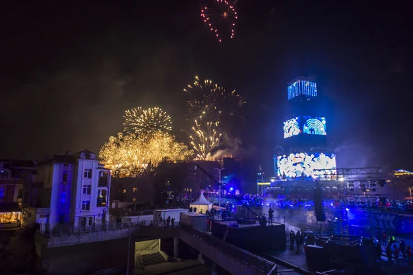 Plovdiv Bulgaria Gennaio 2019 Spettacolo Pirotecnico Evento Inaugurale Della Capitale — Foto Stock