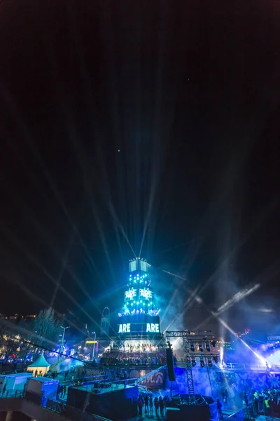 Plovdiv Bulgaria January 2019 Main Tower Stage Opening Show European — Stock Photo, Image