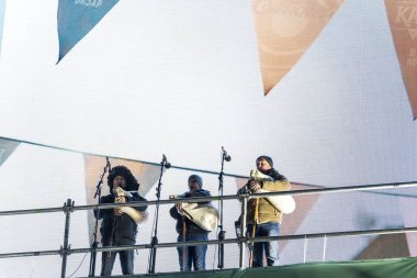 Plovdiv, Bulgaristan - 11 Ocak 2019 - Main tower ve Avrupa kültür başkenti - Plovdiv 2019 Haritayı prova aşamada.