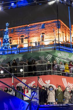 Plovdiv, Bulgaristan - 11 Ocak 2019 - Main tower ve Avrupa kültür başkenti - Plovdiv 2019 Haritayı prova aşamada.