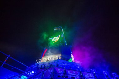 Plovdiv, Bulgaristan - 11 Ocak 2019 - Main tower ve Avrupa kültür başkenti - Plovdiv 2019 Haritayı prova aşamada.