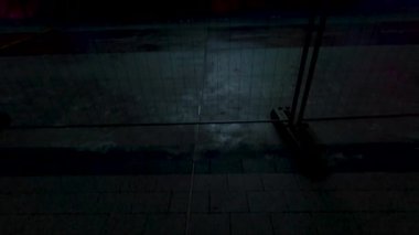 Plovdiv, Bulgaristan - 10 Ocak 2019 - ana kule ve Avrupa kültür başkenti - Plovdiv 2019 açılış etkinliği için sahne. Gece ışık gösterisi.