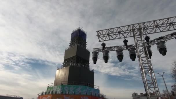 Plovdiv Bulgarije Januari 2019 Main Tower Podium Voor Openingsavond Van — Stockvideo