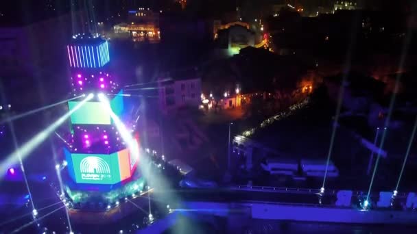 Plovdiv Bulgaria January 2019 Aerial View Light Show Rehearsal European — Stock Video