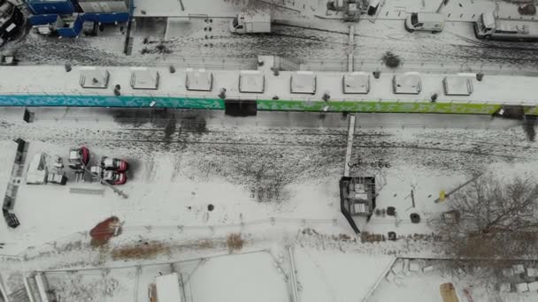 Plovdiv Bulgaria Enero 2019 Vista Aérea Nieve Sobre Torre Escenario — Vídeo de stock