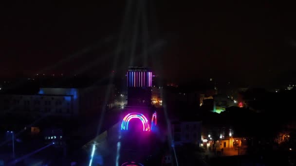 Plovdiv Bulgarije Januari 2019 Luchtfoto Van Lichtshow Repetitie Voor Culturele — Stockvideo