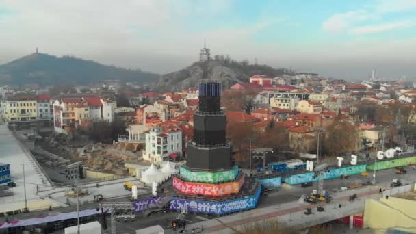 Plovdiv Bulgaria Enero 2019 Vista Aérea Torre Principal Escenario Para — Vídeos de Stock