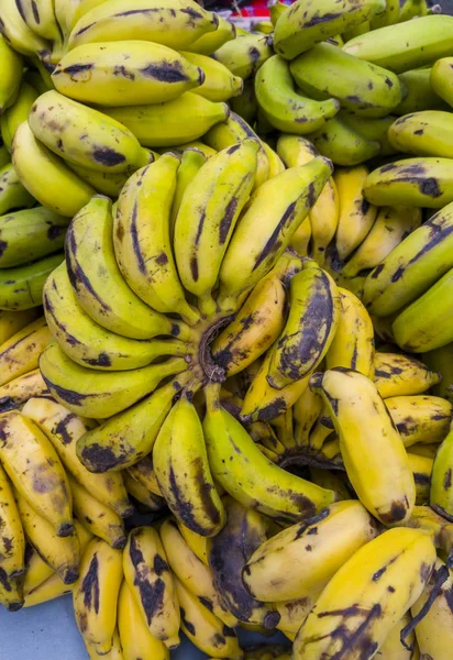 Sok Érett Mini Banán Felülnézet — Stock Fotó