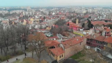 Old Town Plovdiv, Bulgaristan Hava panoramik manzaralı