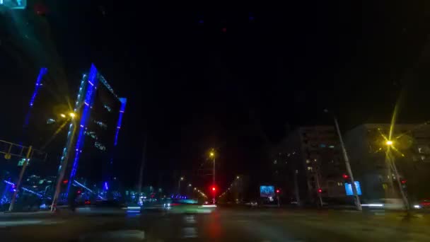 Notte Alta Velocità Time Lapse Una Macchina Che Guida Plovdiv — Video Stock