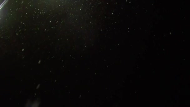 Mouvement lent d'une neige tombante éclairée par un réverbère 