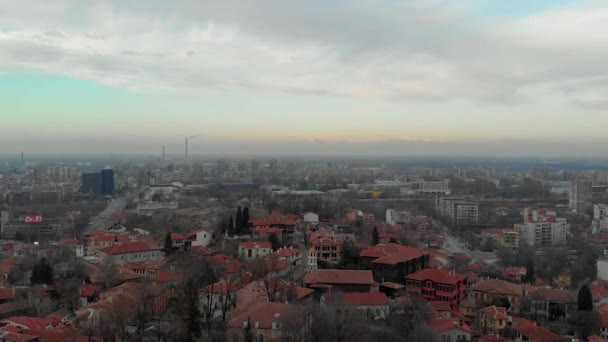 Letecký Panoramatický Pohled Staré Město Plovdiv Bulharsko — Stock video