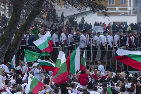 Kalofer Bulharsko Leden 2019 Tradiční Bulharské Horo Tanec Ledově Chladných — Stock fotografie