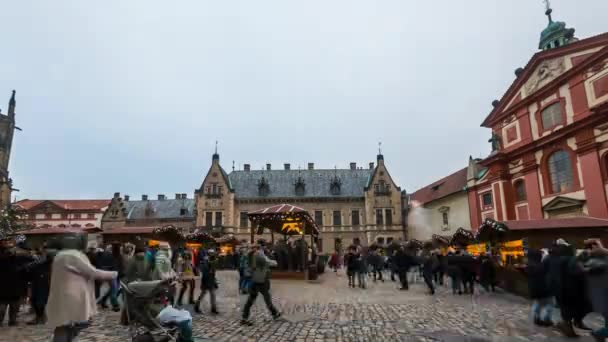 Mercado de Navidad en Praga time lapse — Vídeos de Stock
