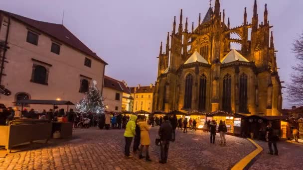 Mercado de Navidad en Praga time lapse — Vídeo de stock