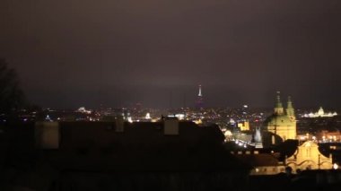 Prag 'ın gece Cityscape Cityscape panoramalı