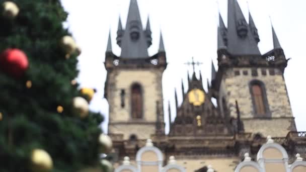 Kerstmis in het centrum van Praag — Stockvideo