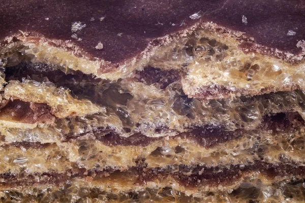 Cross section of a chocolate coated wafer extreme macro backgrou — Stock Photo, Image