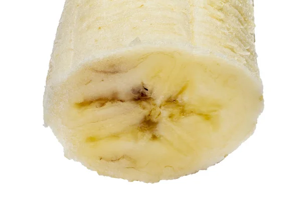Banan tvärsnitt extrem makro isolerad på vit bakgrund — Stockfoto