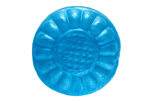 Blue Hard Candy extreme macro geïsoleerd op witte achtergrond — Stockfoto