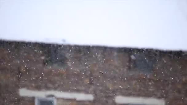 Snow blizzard on a roof — Stock Video