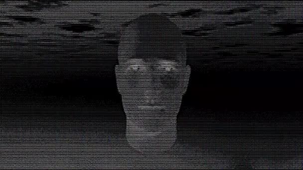 Koncepcja sztucznej inteligencji ludzkiej twarzy wygenerowanej z kodu — Wideo stockowe