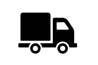 siyah teslimat kamyonu siluet vektör simgesi.
