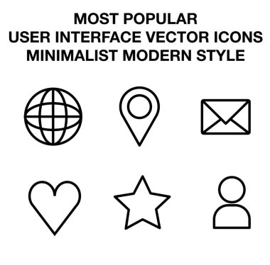 Modern, minimalist tarzda en popüler kullanıcı arayüzü (ui) vektör simgeleri.