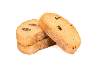 Beyaz zemin üzerine üzümlü üç Rusk'ı