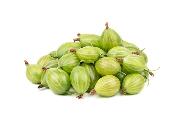 Pile Fresh Green Gooseberries White Background — Stock Photo, Image