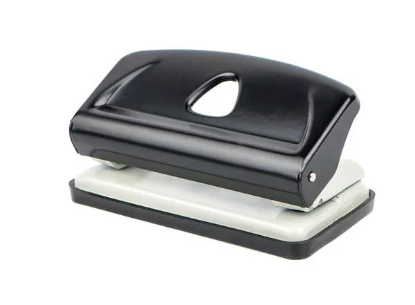 Black Office Hole Punch Paper White Background — Stock Photo, Image