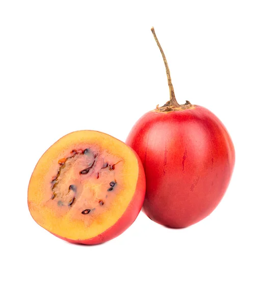 Tamarillo Frutta Cruda Con Metà Fondo Bianco — Foto Stock