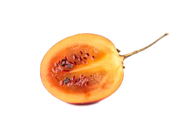 Succosa Metà Del Tamarillo Frutta Isolato Fondo Bianco — Foto Stock