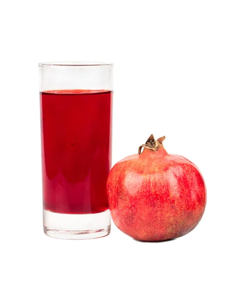 Frischer Granatapfelsaft Einem Glas Obst Auf Weißem Hintergrund — Stockfoto