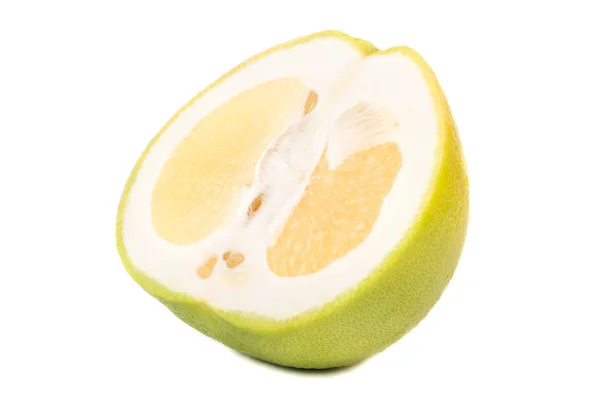 Fruta Suculenta Oroblanco Metade Fundo Branco — Fotografia de Stock