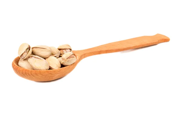 Pistachio Nuts Spoon Isolated White Background — Stock Photo, Image