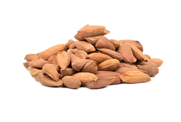 Pile Dry Uzbek Almond Shell White Background — Stock Photo, Image