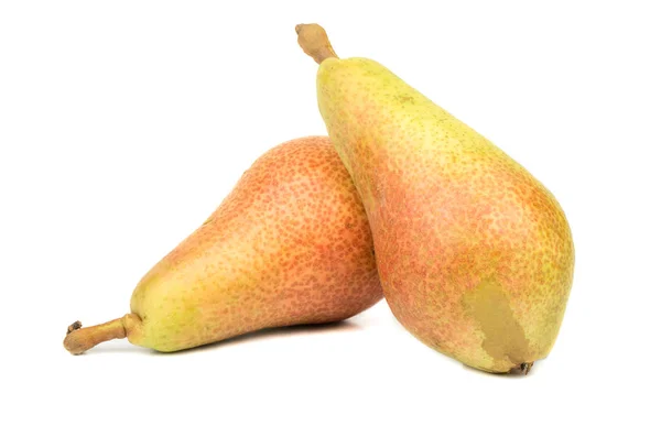 Dvě Čerstvé Plody Jsou Hrušky Bílém Pozadí — Stock fotografie