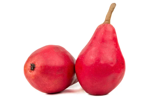 Two Ripe Red Fruit Pears White Background — Stock Photo, Image