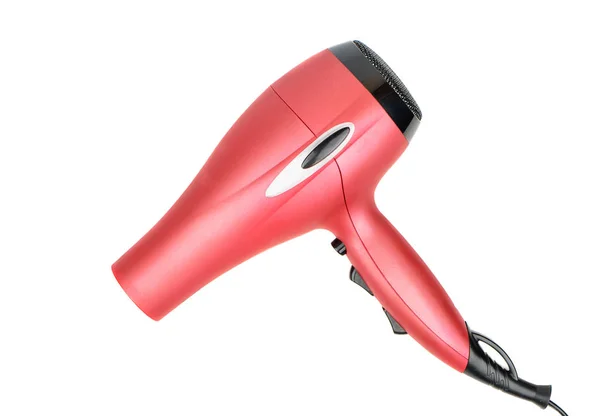 Pink Hair Dryer Isolated White Background Top View — Stock Photo, Image