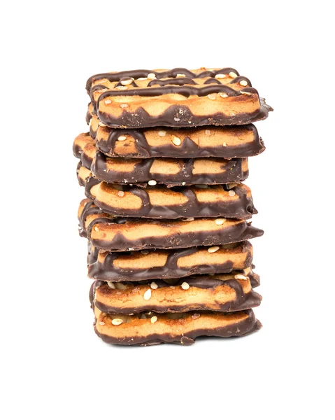 Verem Cookie Itatása Csokoládé Fehér Háttér — Stock Fotó