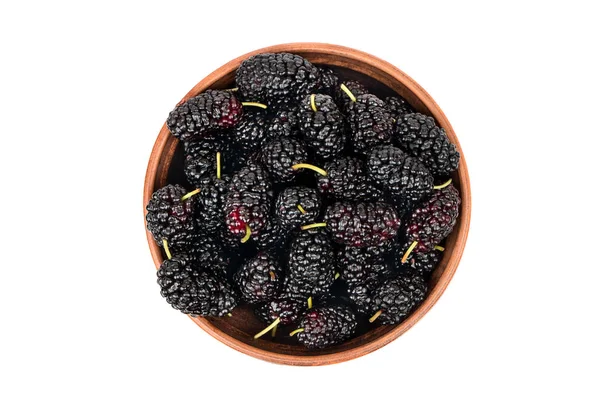 세라믹 평면도에 Mulberries — 스톡 사진