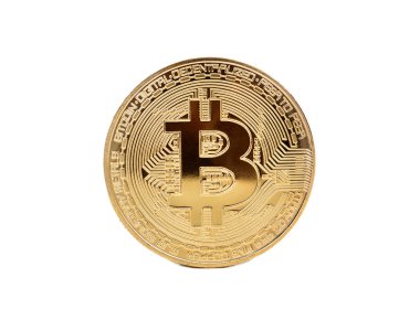 Beyaz arka plan üzerinde izole altın sikke bitcoin