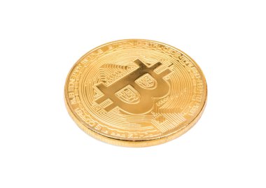 Beyaz arka plan üzerinde izole altın sikke bitcoin