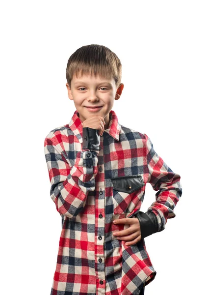 Портрет Красивого Маленького Хлопчика Білому Тлі — стокове фото