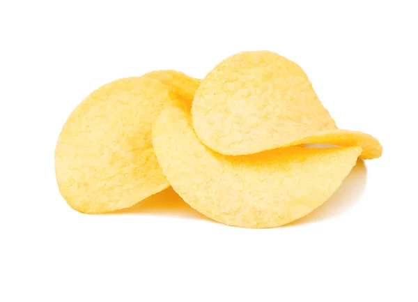 Mehrere Kartoffelchips Auf Weißem Hintergrund — Stockfoto