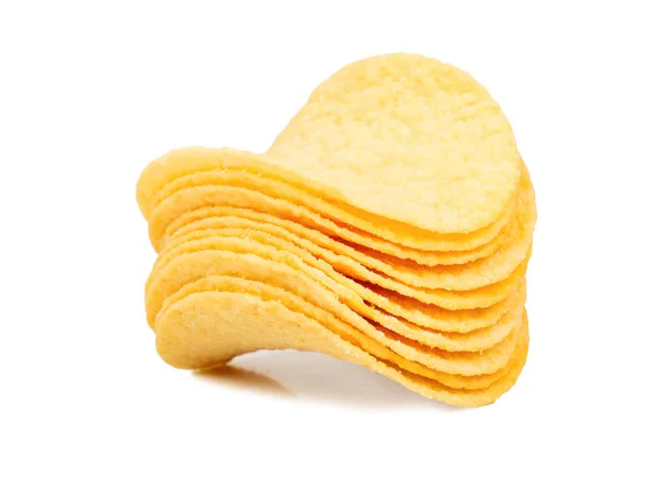 Stapel Kartoffelchips Isoliert Auf Weißem Hintergrund — Stockfoto