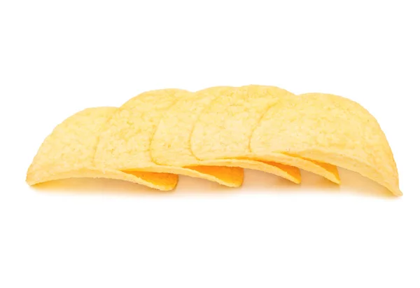 Mehrere Kartoffelchips Mit Käsegeschmack Auf Weißem Hintergrund — Stockfoto