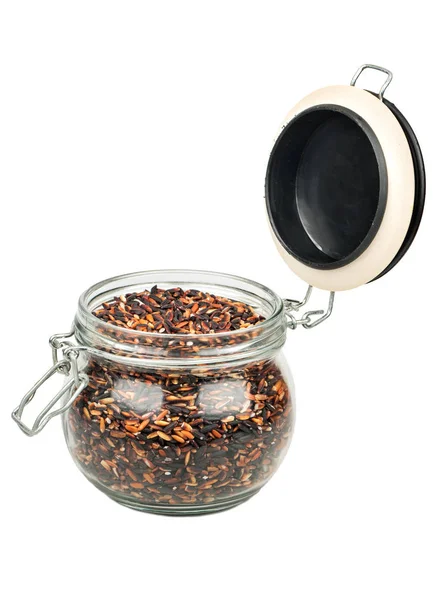 Cam beyaz arka planda siyah yabani pirinç