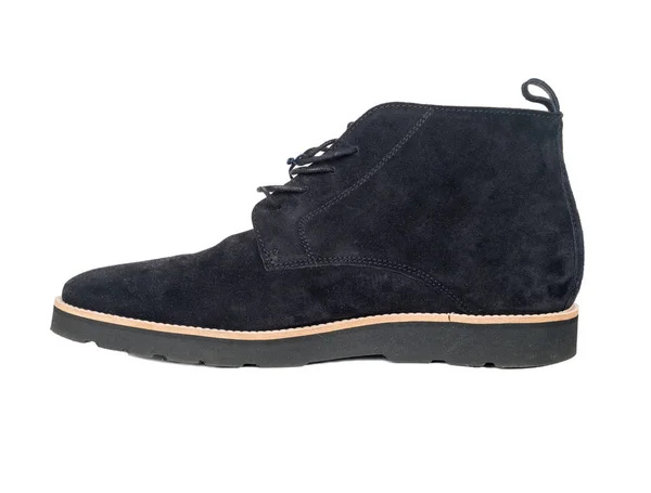 Hommes Chaussures Daim Noir Isolé Sur Fond Blanc — Photo